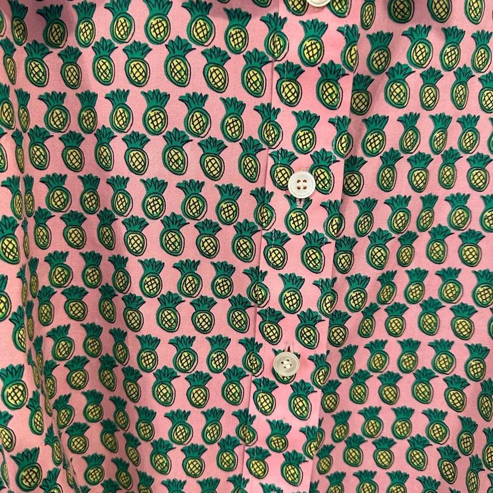 Talbots women’s pink Pineapple pint Scallop sleeve soreness Blouse plus sz 16W - Picture 5 of 8